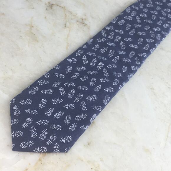 PENGUIN By MUNSINGWEAR BLUE PINEAPPLE PRINT AL COTTON SKINNY TIE - Picture 4 of 12